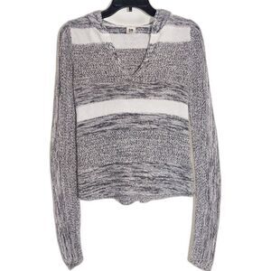 EUC Roxy Women's Striped Knit Long Sleeves Sweater Hoodie Black White S